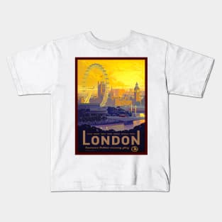 Vintage Travel London Art Kids T-Shirt